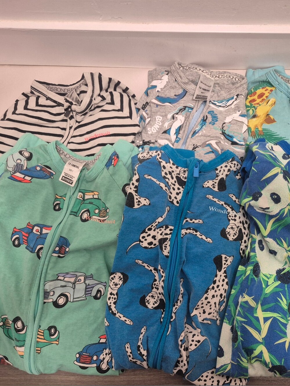 Bonds Bundle 12-18/18-24 - Cars, Dalmatians, Pandas, Stripes, Sharks, Giraffes